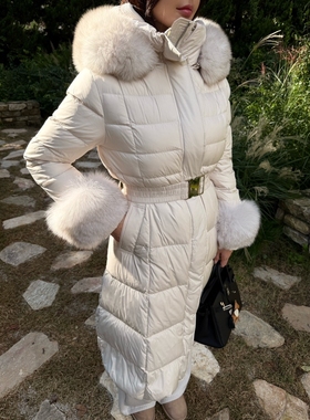 LAVIEU韩国直邮㊣女士新品真品人气长款羽绒服狐狸填充鸭绒