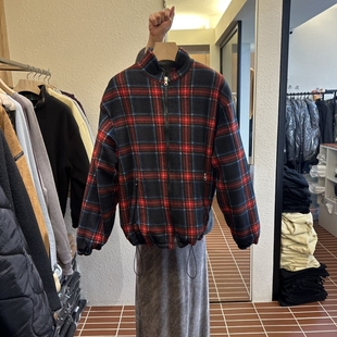 CHOI东大门㊣代购 25秋冬夹克两面穿双排扣抓绒拉链 女士新款