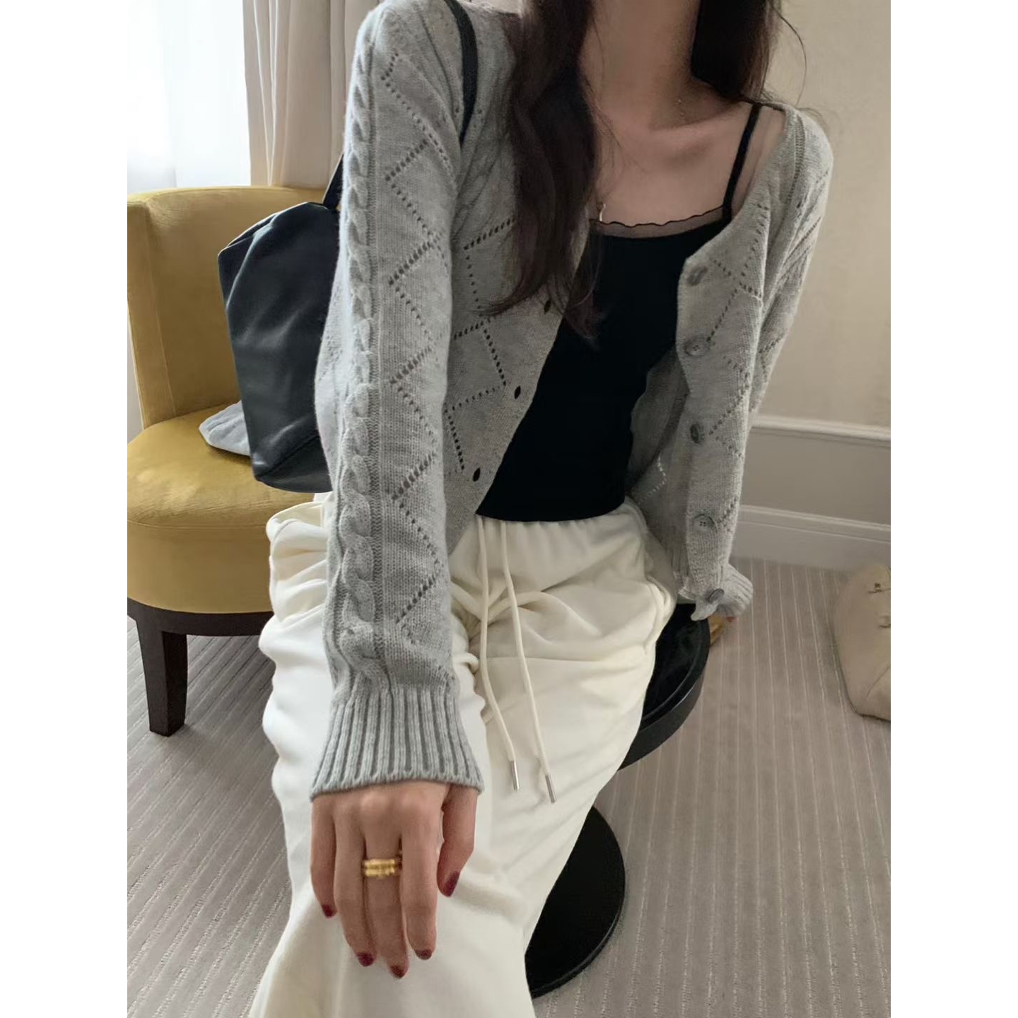 pretty young thing韩国直邮㊣女士新款时尚真品针织衫开衫