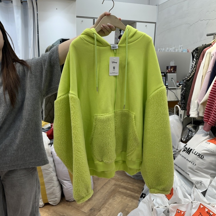 DE LINE东大门㊣实拍女士新款人气休闲25秋冬卫衣连帽衫内里绒