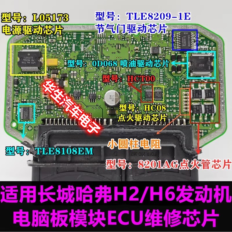 HCT00 HC08 752R 适用长城哈弗H2/H6电脑板点火/喷油维修芯片