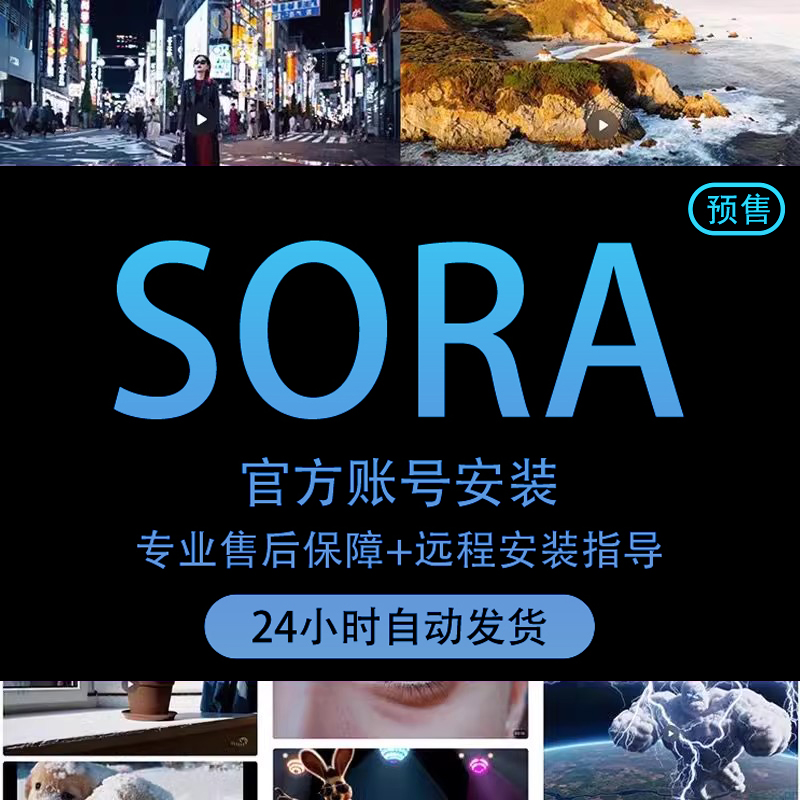 Sora会员账号注册安装预约软件远程安装中文版ai文字生视频大模型 商务/设计服务 设计素材/源文件 原图主图