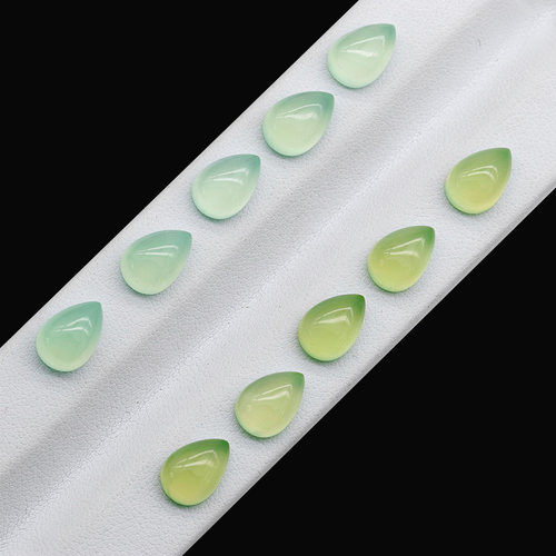 天然冰种葡萄石梨形戒面水滴形裸石吊坠戒指镶嵌配石葡萄石批发