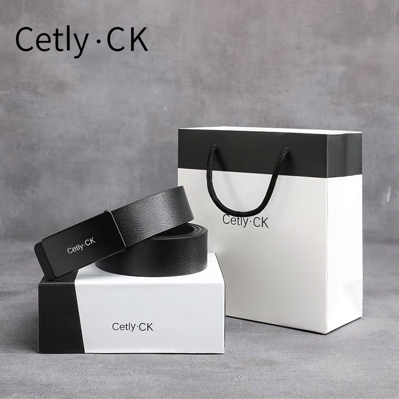 CETLY·CK正品皮带男士真皮青年平滑扣年轻人纯简约潮牛皮裤腰带