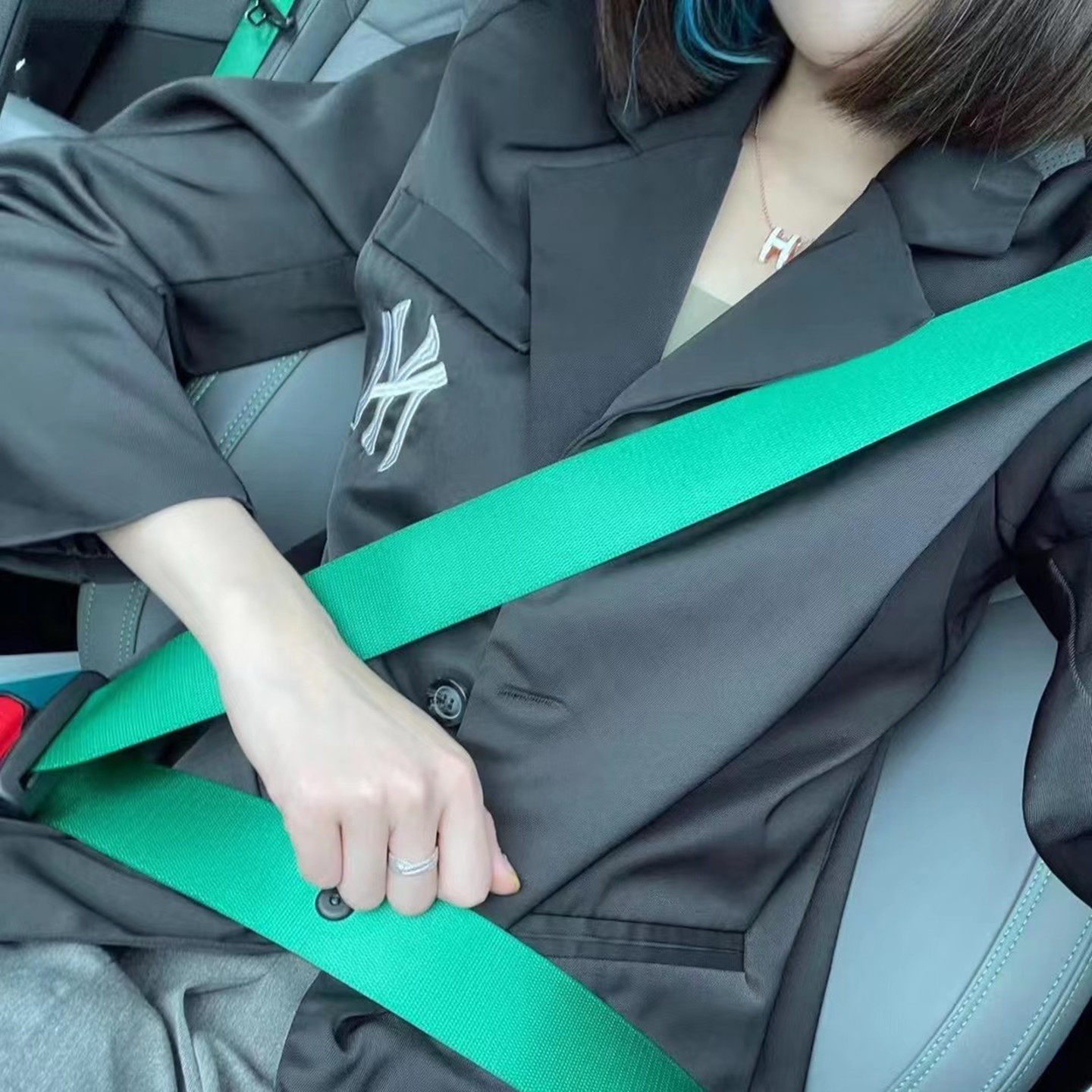 德国BERGER青绿色安全带 通用型汽车改装保险带换色固德安全带