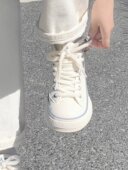 女冬运动板鞋 人本加绒高帮女鞋 子女潮 厚底女款 二棉鞋 2024新款 冬季