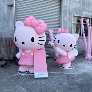 玻璃钢雕塑定制helloKitty巨型大摆件粉色主题雕塑户外卡通雕塑