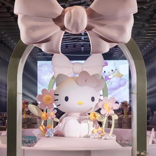玻璃钢雕塑定制helloKitty大型摆件婚礼装饰HelloKitty梦幻主题