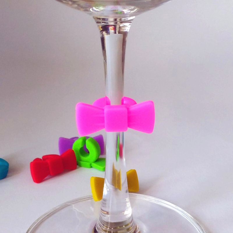 硅胶蝴蝶结识别记号标签红酒杯