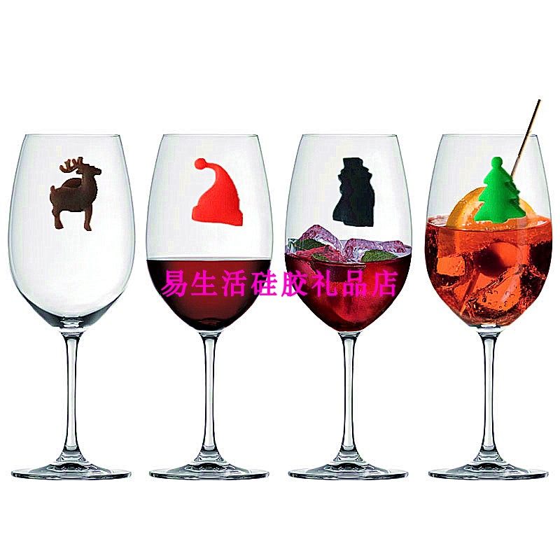 硅胶圣诞红酒杯标记水杯辨别标签玻璃杯卡通标识杯子区分识别器
