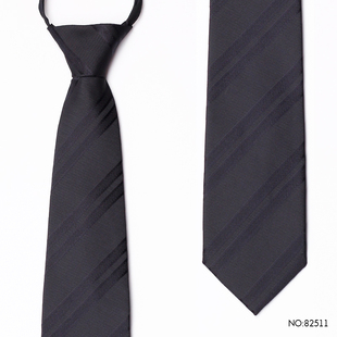 PAOLUVERN保罗领带黑色粗条纹免打结婚懒人男士8cm商务正装拉链款