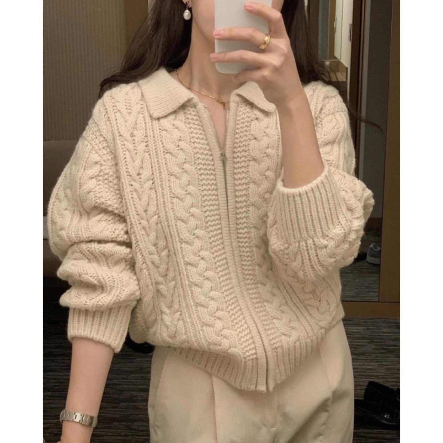 重工加厚宽松100%山羊绒开衫女