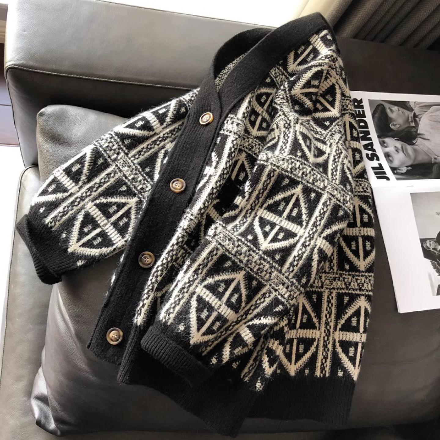 100%山羊绒开衫女加厚复古