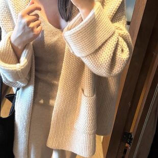 纯山羊绒开衫女2026秋冬新款加厚宽松大码慵懒风针织毛衣外套