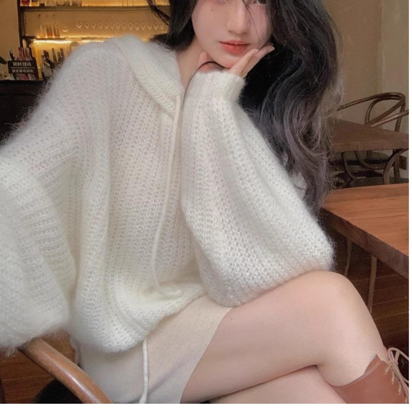 100%山羊绒衫女连帽毛衣