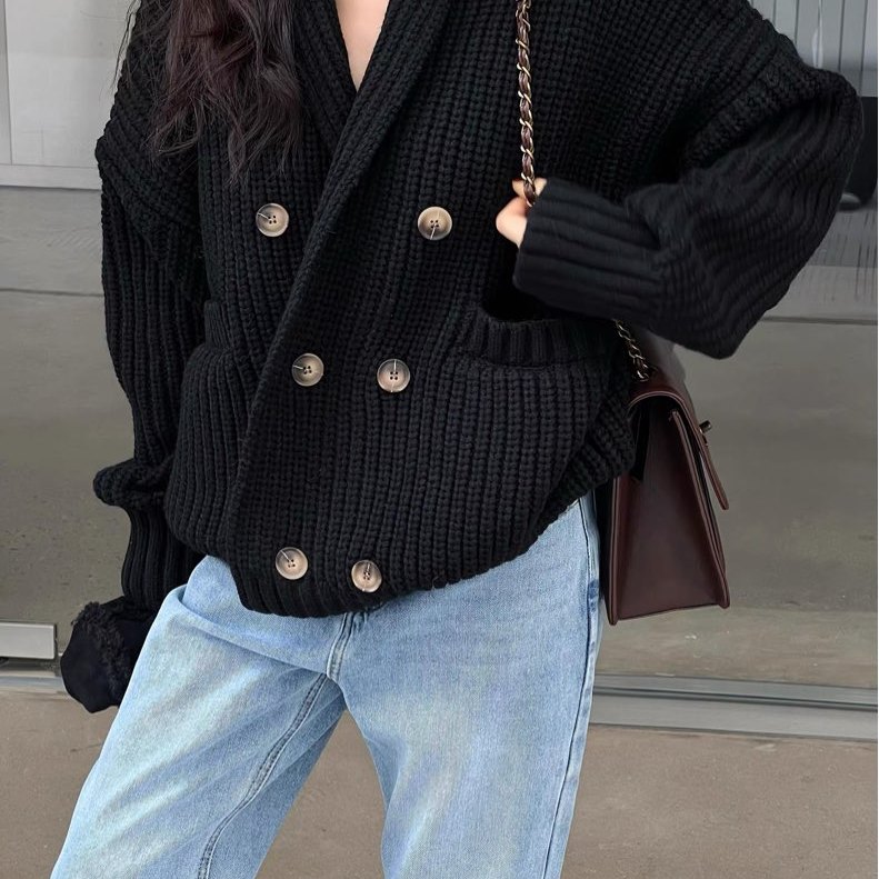 100%纯山羊绒开衫女加厚宽松