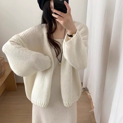 100%纯山羊绒开衫女加厚