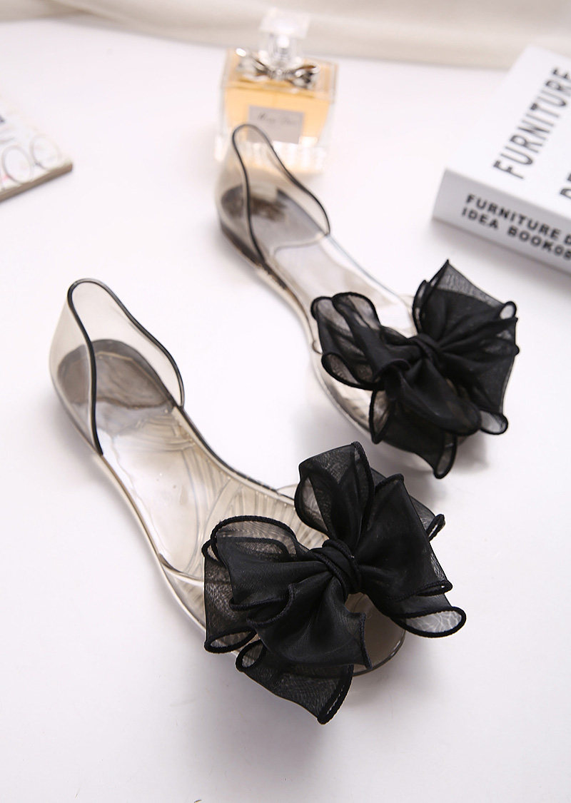 防水鱼嘴平底果冻鞋花朵塑料