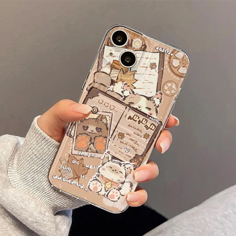 可爱枫叶小猫适用苹果17手机壳卡通适用vivo透明适用iPhone适用小米17壳透明软硅胶手机壳简约可爱软壳