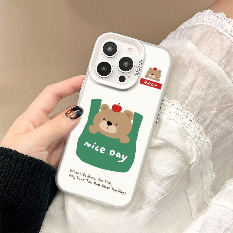 小熊口袋适用于iPhone17手机壳OPPO防摔镜头加高小米17苹果1615可爱vivo华为卡通简约可爱风格红米一加手机壳