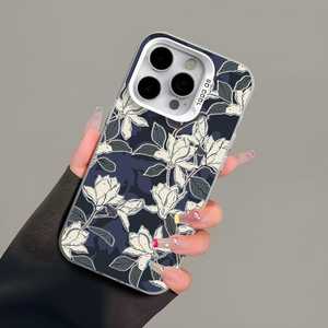 清新玉兰花适用iPhone17手机壳苹果16保护套vivo镭射壳小米1715华为OPPO荣耀IDM工艺磨砂彩银防摔红米荣耀