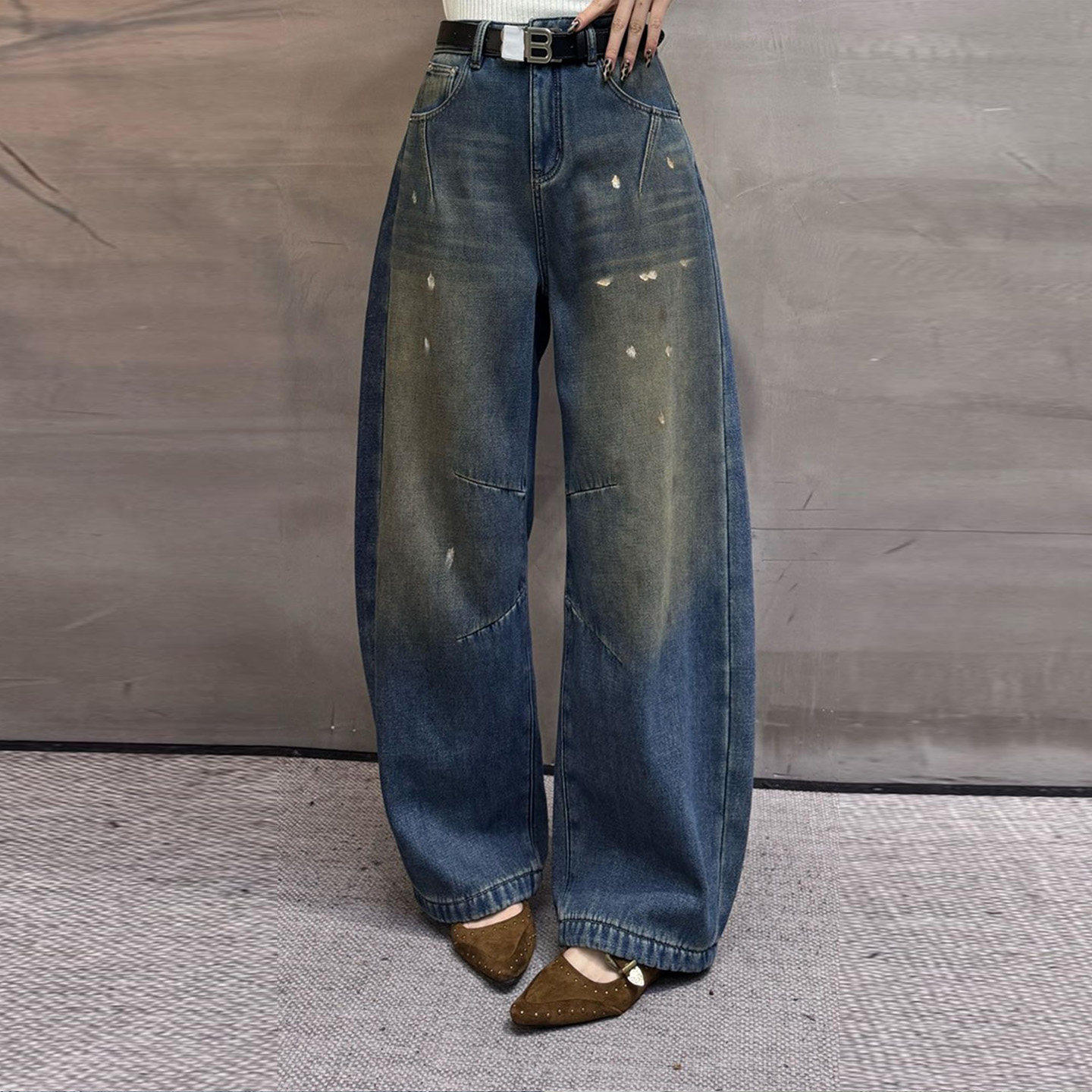 韩版加绒加厚涂鸦牛仔弯刀裤女秋冬新款刺绣高腰阔腿裤宽松镰刀裤,女装/女士精品,牛仔裤,淘宝优惠券,粉丝福利购,淘宝优惠卷