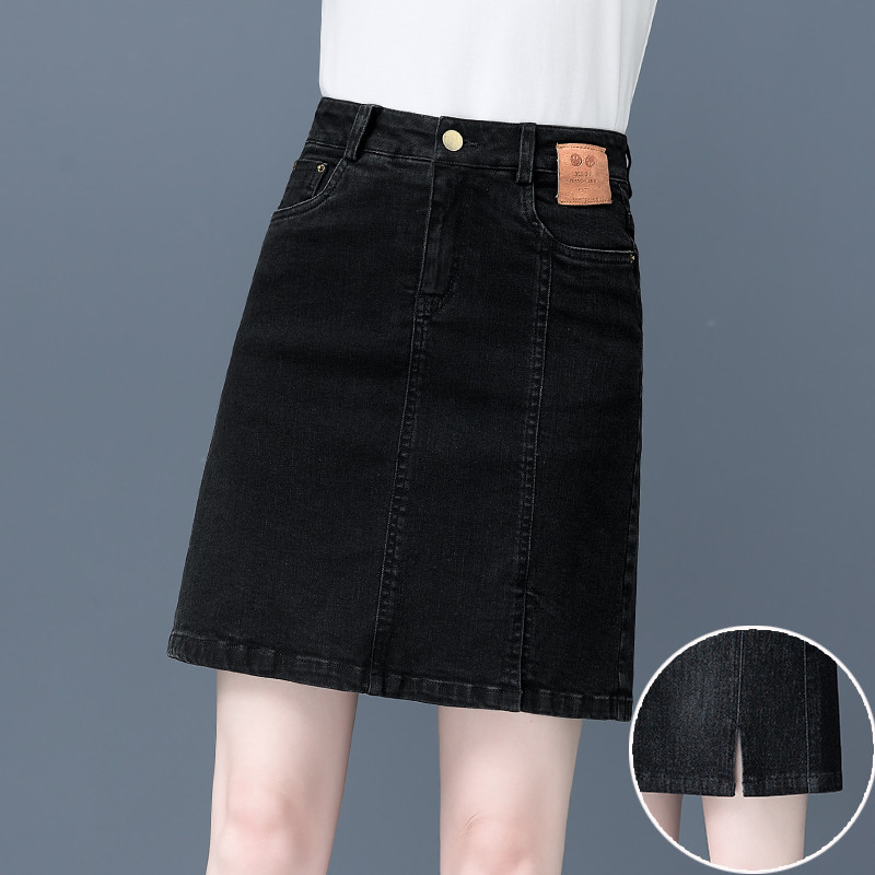 牛仔短裙女A字开叉黑色半身裙2026年春季新款显瘦时尚高腰包臀裙