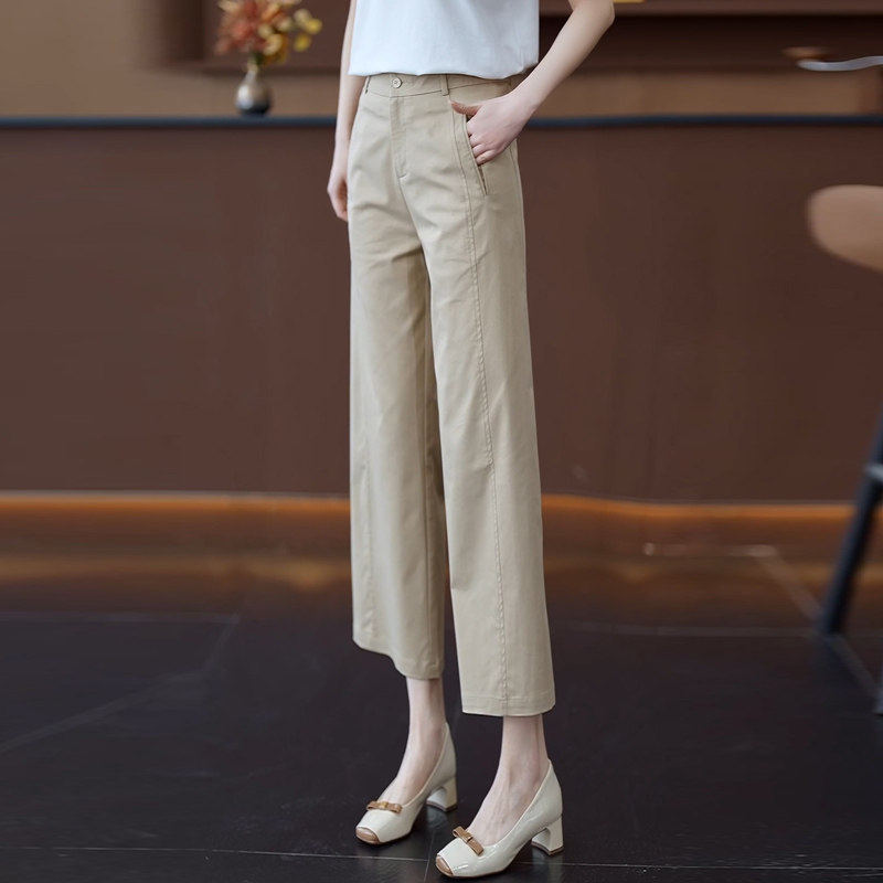 天丝棉九分休闲直筒裤女2026夏季薄款今年流行显瘦职业西装阔腿裤