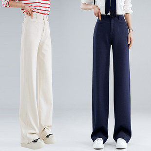 高腰显瘦洋气舒适阔腿裤 藏青色通勤百搭休闲直筒裤 女2026春夏新款