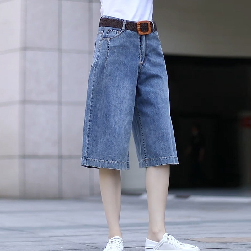 五分窄版牛仔直筒短裤女2026夏季薄款高腰显瘦复古中裤百搭阔腿裤