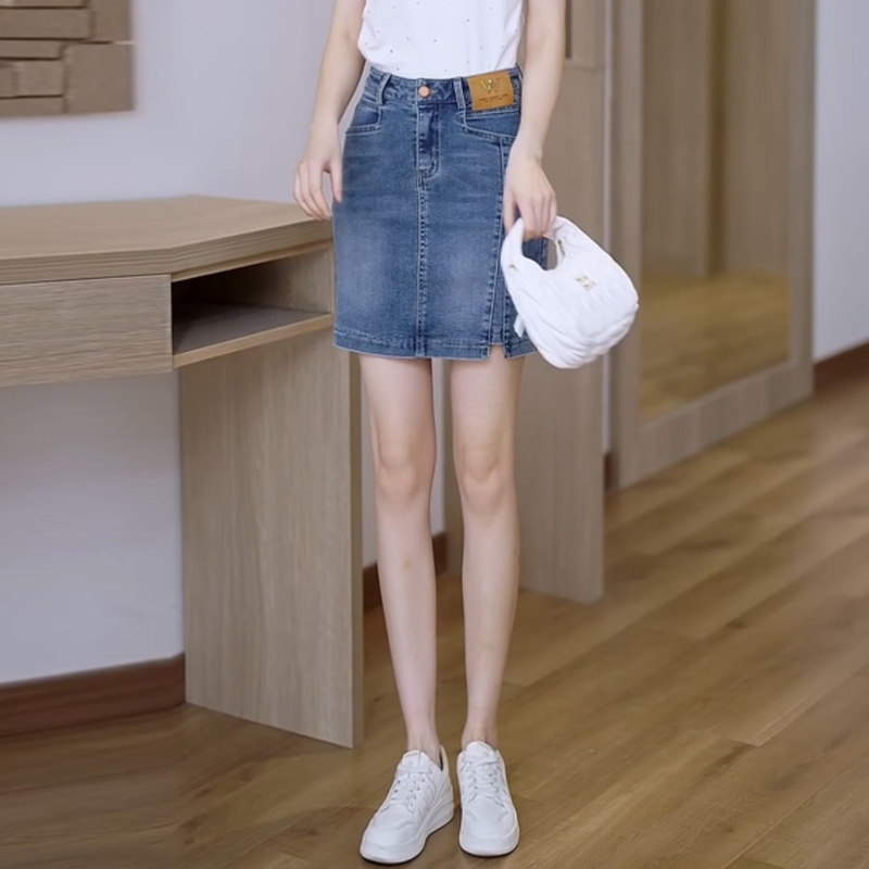 复古磨白半身牛仔裙女夏季薄款休闲短裙子时尚百搭舒适一步包臀裙