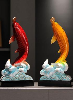 /年年有余办公室锦鲤鱼工艺品摆件玄关酒柜电视柜如鱼得水装饰/