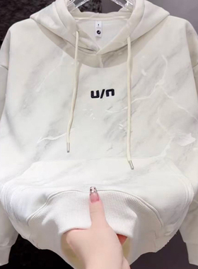 秋冬季新款时尚连帽加绒字母卫衣男士潮百搭休闲韩版上衣男96673