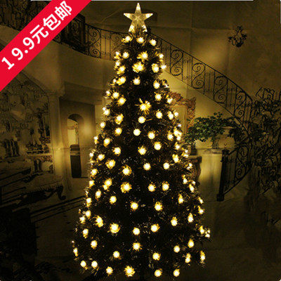 圣诞节装饰装扮1.5、1.8、2.1、2.4米松果金色叶子发光光纤圣诞树