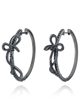 Glam Ever蝴蝶结大耳圈耳环女新款气质镀18k金耳钉 个性时尚耳饰