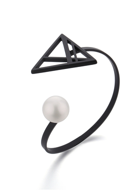 Glam Ever伞型系列个性时尚潮人黑色几何个性三角形开口手镯女