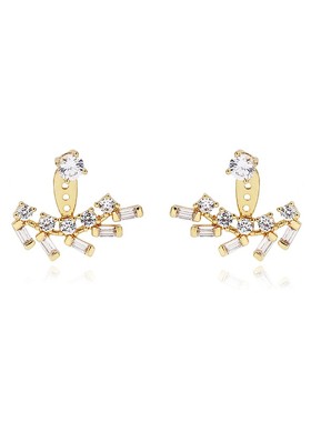 Glam Ever金色闪亮叶子组合耳钉 欧美小众风潮超仙冷淡风耳环