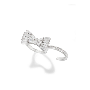 双指食指指环 造型简约潮人个性 Glam Ever可爱银白色蝴蝶结戒指