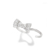 造型简约潮人个性 Glam Ever可爱银白色蝴蝶结戒指 双指食指指环