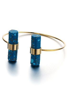 Glam Ever大理石系列蓝色圆柱形个性简约时尚开口可调节手镯女