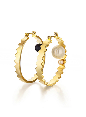 Glam Ever奇幻系列金/黑色大圈欧美风时尚耳钉个性不对称耳环女