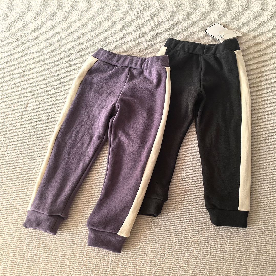偏小~90-130码~外贸日单秋冬装男女童装 弹力不倒绒休闲运动长裤
