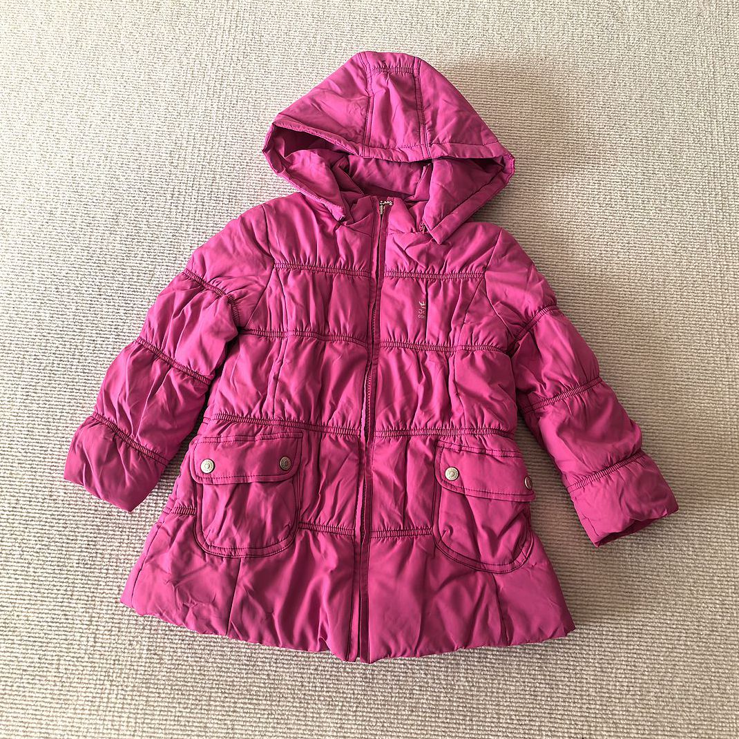 120-145码~外贸韩单冬装女童装 中长款拉链连帽修身弹力棉服棉袄