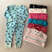 110 多色入 换标有机纯棉卡通家居服套装 140码 外贸Y单男女童装