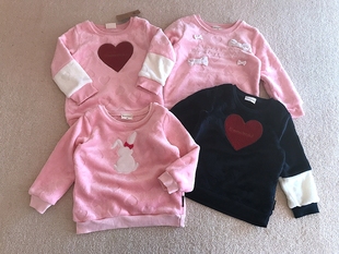 女童柔软拼袖 外贸日单秋冬款 绒绒可爱卫衣 130码