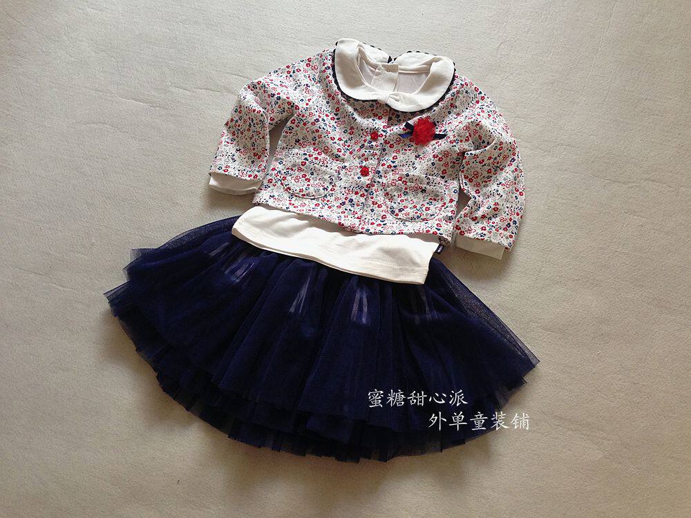 新款纯棉外套t恤三件套女童装图片