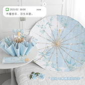 原创国风16骨雨伞女晴雨两用折叠肤感彩胶防晒遮阳太阳伞防紫外线