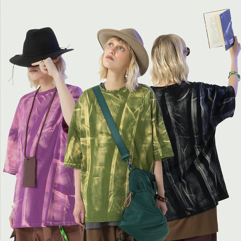 MODITEC19SS 休闲复古彩色水洗扎染刷漆重磅全棉宽松短袖T恤|ruв категории Мужская одежда, футболка - от Buy2taobao.com для оказания профессиональной услуги покупки агента Taobao