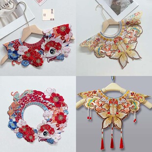 刺绣云肩领子满月宝宝拍照装饰周岁喜庆男女童过年汉服披肩百搭