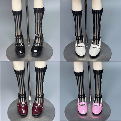 四分bjd娃鞋单扣小高跟玛丽珍鞋大四普四黑白色百搭SD莉莉丝熊妹